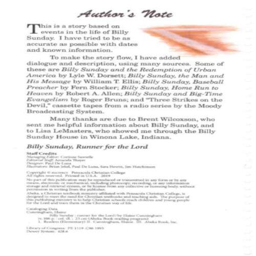 Billy Sunday Runner for the Lord - Abeka Grade 3-6 Reading Program - Image 2
